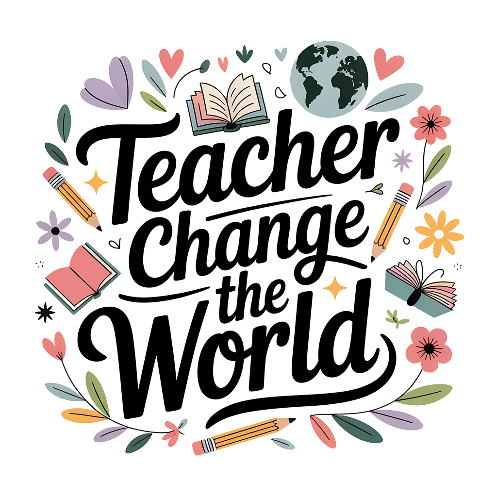 Teacher Change The World (Floral) DTF Print