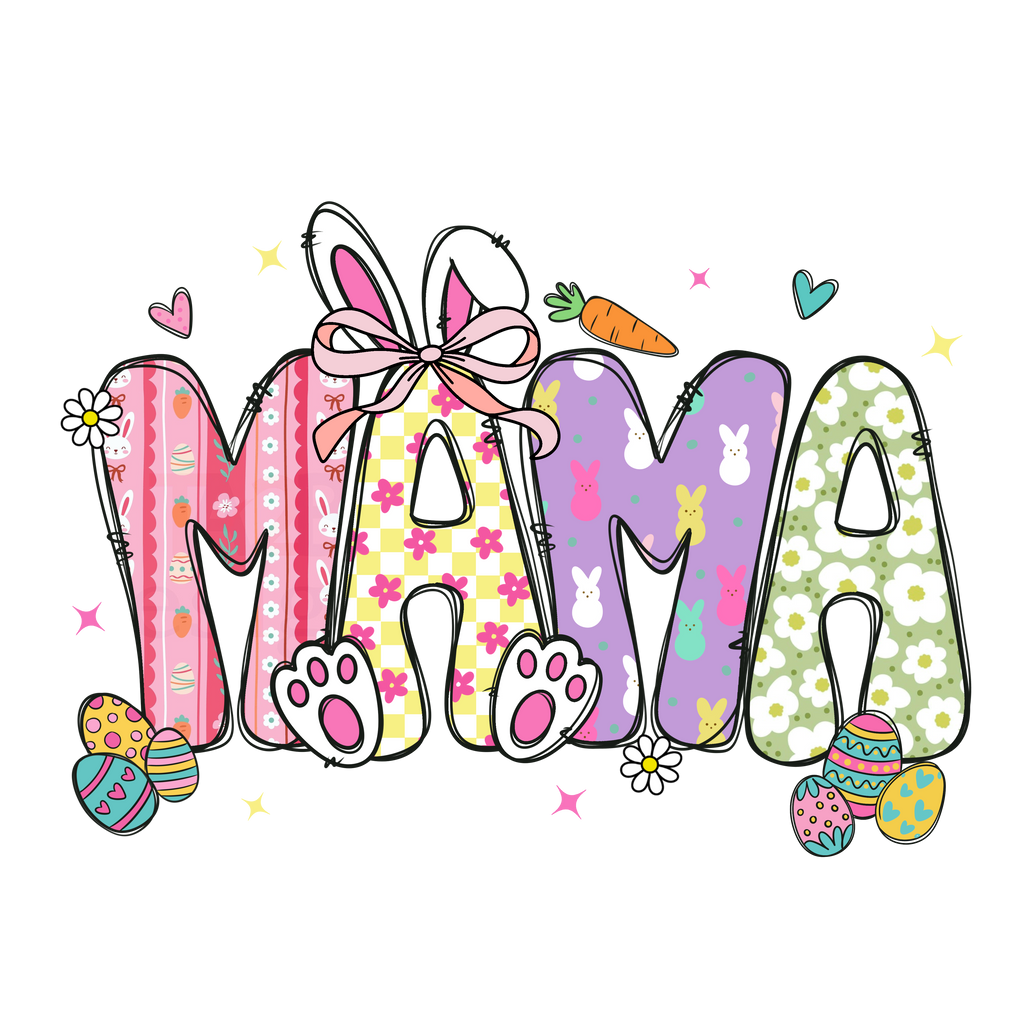 Mama Bunny Spring Floral DTF Print