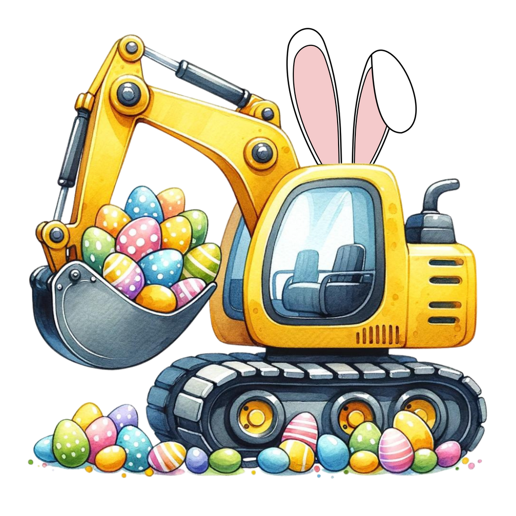 Easter Excavator Bunny DTF Print