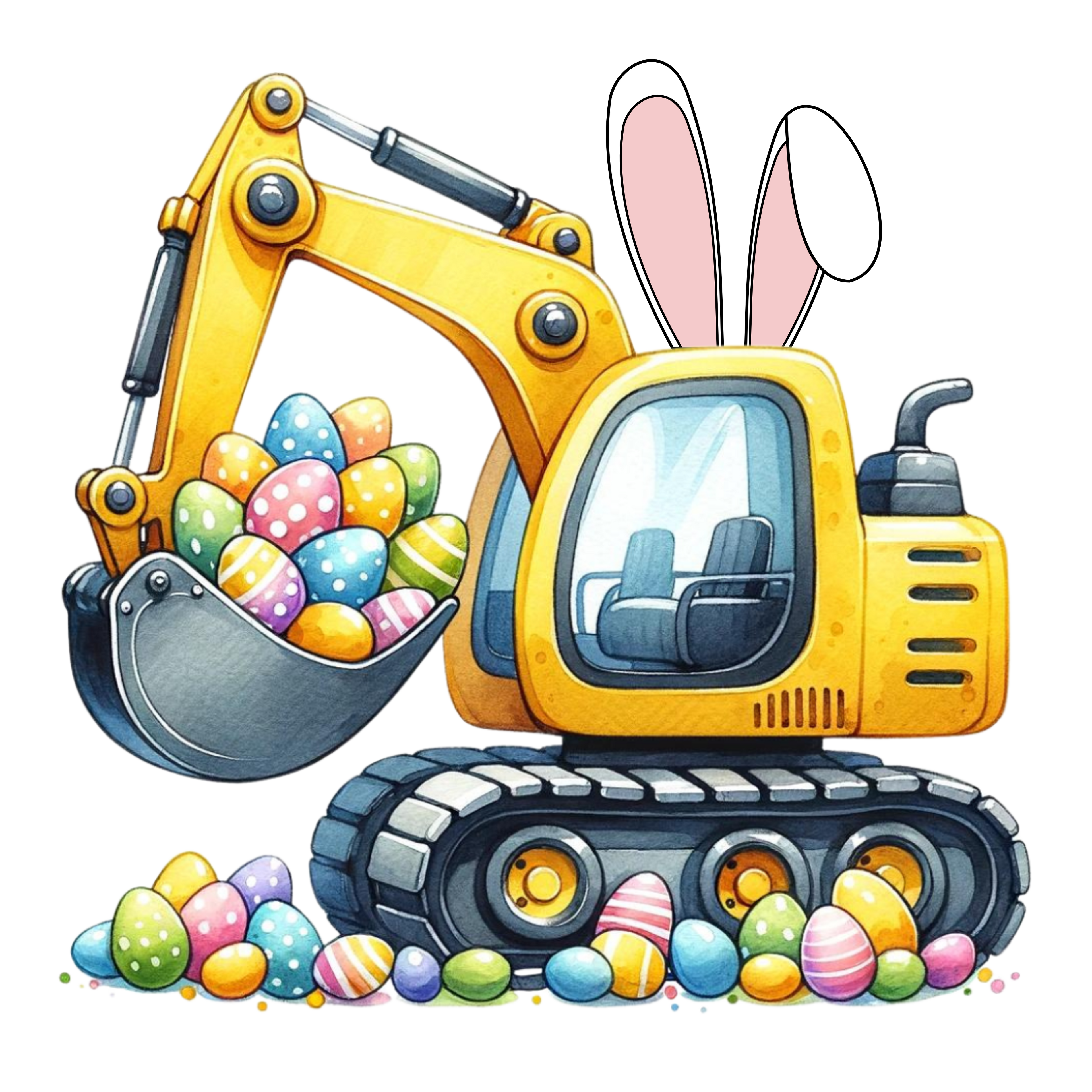 Easter Excavator Bunny DTF Print