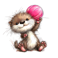Whimsical Summer Otter DTF Print