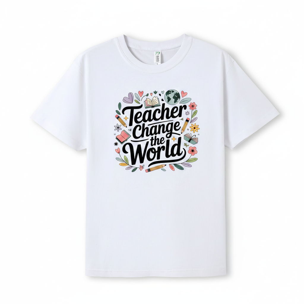 Teacher Change The World (Floral) DTF Print