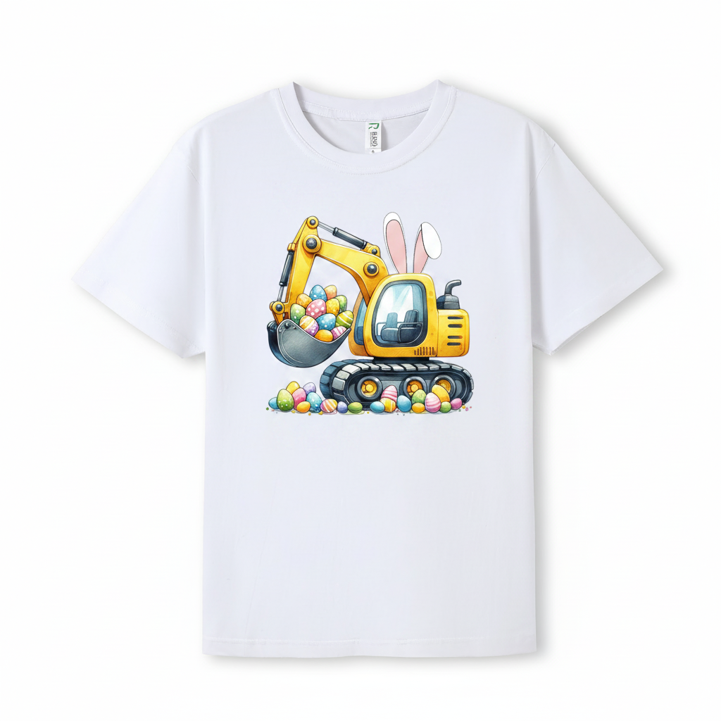 Easter Excavator Bunny DTF Print